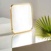 Square Mirror with Rounded Corners and Gold Frame